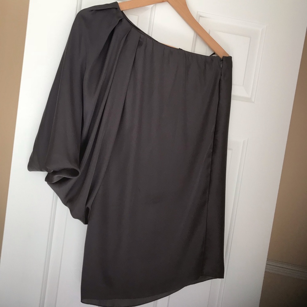 Aidan Batwing Sleeve Satin One Shoulder Dress - Picture 4 of 4